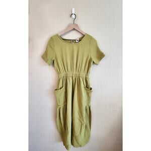 Blue Buttercup Women's Jumpsuit Cropped Pockets SZ Small Green Gauze